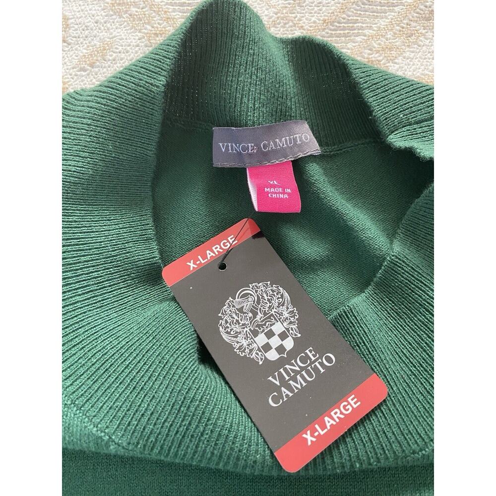 NWT Vince Camuto Cece Sz XL Green Wms Mock Neck Clip Dot Sheer Balloon Slv Swtr - Picture 4 of 11